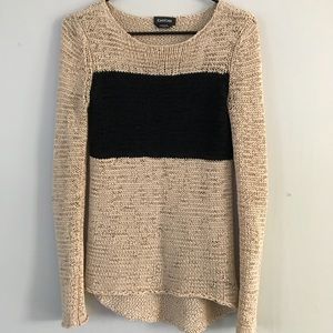 Bebe Two Tone Cream Black Sweater XS